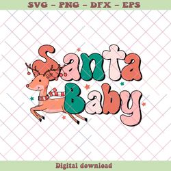 Retro Christmas Santa Baby Reindeer SVG Cutting Digital File