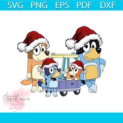 funny bluey dog christmas with santa hat png download