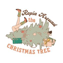 retro ropin around the christmas tree svg file for cricut