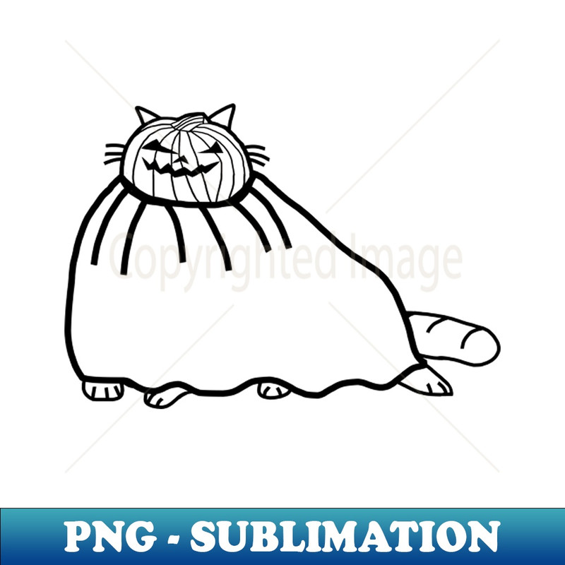 NI-20231101-4143_Chonk Cat Wearing Halloween Horror Pumpkin Ghost Costume Minimal Line Art 8874.jpg