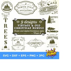 farmhouse christmas rustic sign bundle svg cut files, farm fresh svg, vintage christmas svg cricut silhouette farmhouse sign svg, png