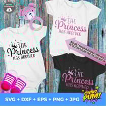 the princess has arrived svg, newborn svg, princess svg, new born svg, baby girl saying baby girl svg baby svg, dxf, png instant download