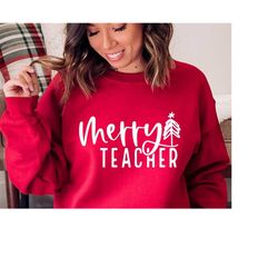merry teacher svg png pdf, christmas svg, teacher svg, teacher christmas svg, teacher christmas shirt svg, one merry tea