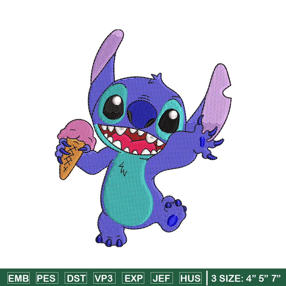 Stitch with Ice Cream embroidery design, cartoon embroidery, logo design, embroidery file, logo shirt, Digital download.jpg