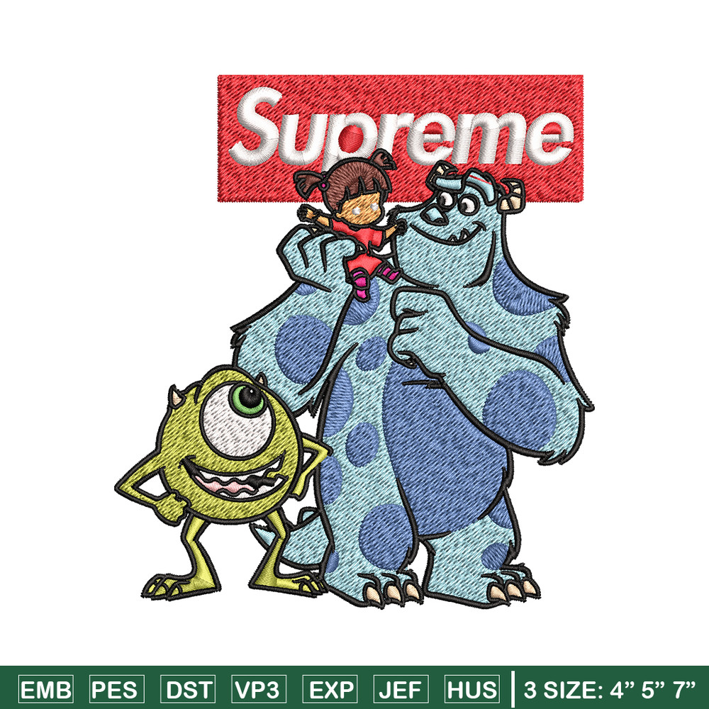 Sulley & Mike Monsters supreme Embroidery design, cartoon Embroidery, cartoon design, Embroidery File, Instant download..jpg