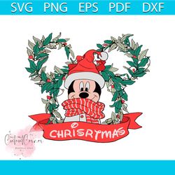 retro mickey christmas wreath svg cutting digital file