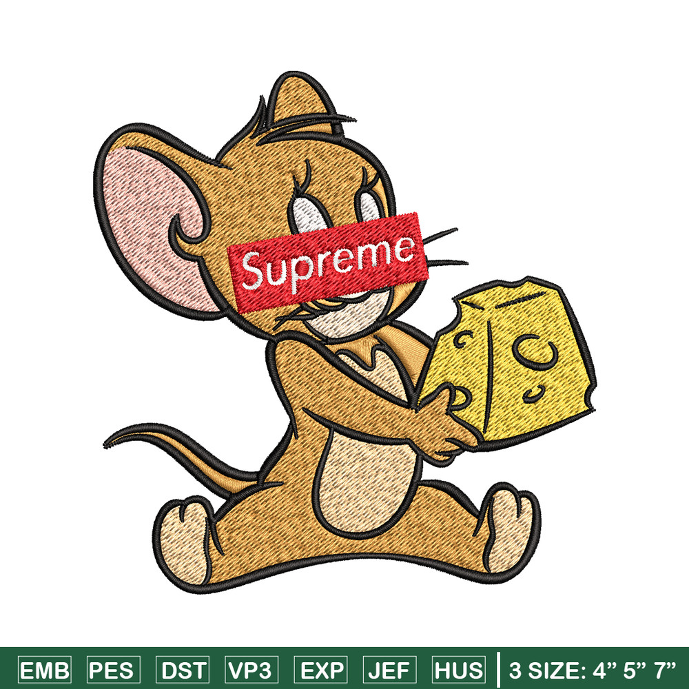 Supreme Cartoon Jerry Embroidery design, Disney cartoon Embroidery, cartoon design, Embroidery File, Digital download.jpg