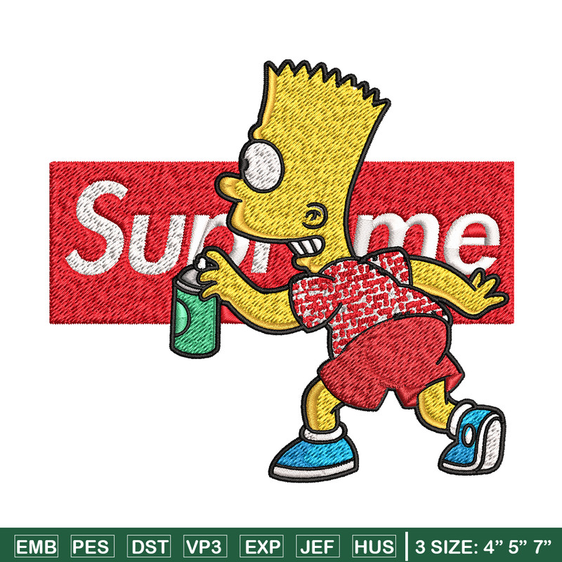 Supreme Simpson Embroidery design, Simpson cartoon Embroidery, cartoon design, Embroidery File, Digital download..jpg