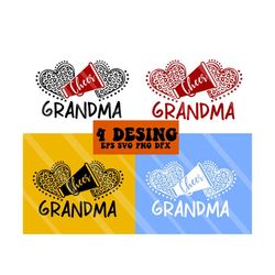 cheer grandma svg, cheerleading t-shirt svg, cheer squad svg, cheerleader quote, megaphone leopard print heart svg, cheer grandma cut file