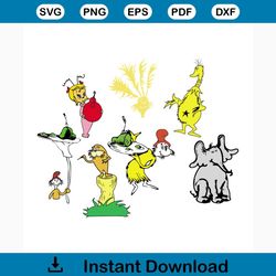 dr seuss characters svg, dr seuss svg, cat in the hat svg, elephant vector, dr seuss gifts, cat lover, dr seuss vector,