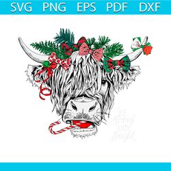 western christmas highland cow svg cutting digital file