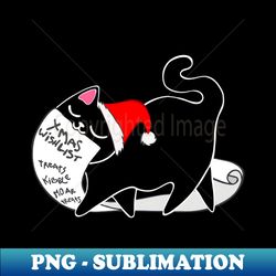 christmas cat with long wishlist santa hat black kitty xmas list - digital sublimation download file - boost your success with this inspirational png download