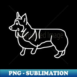 Dog Art Corgi Minimal White Line Drawing - Decorative Sublimation PNG File - Bold & Eye-catching
