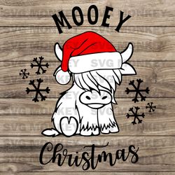 Funny Mooey Christmas With Santa Hat SVG Cricut Files SVG EPS DXF PNG