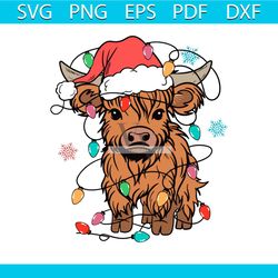 funny christmas cow with santa hat svg cutting digital file