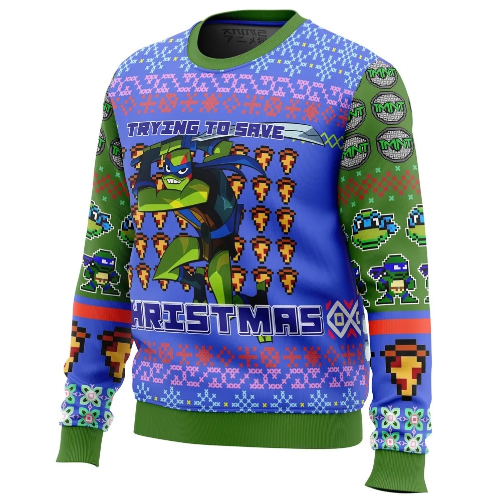 Leonardo Rise of the Teenage Mutant Ninja Turtles Hoodie 3D Zip Hoodie 3D Ugly Christmas Sweater 3D Fleece Hoodie
