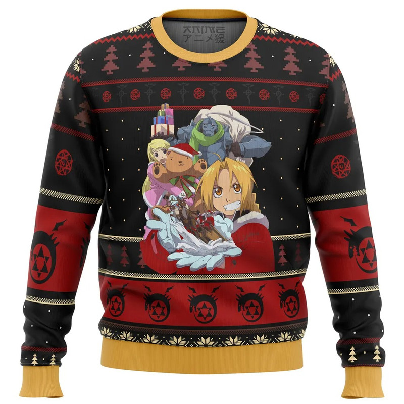 Fullmetal Alchemist Holidays All Over Print Hoodie 3D Zip Hoodie 3D Ugly Christmas Sweater 3D Fleece Hoodie