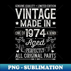 vintage 1974 50th birthday - instant png sublimation download - unlock vibrant sublimation designs