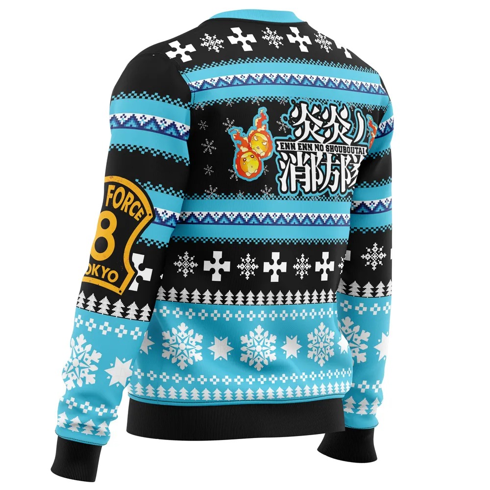 Christmas Flame Fire Force All Over Print Hoodie 3D Zip Hoodie 3D Ugly Christmas Sweater 3D Fleece Hoodie