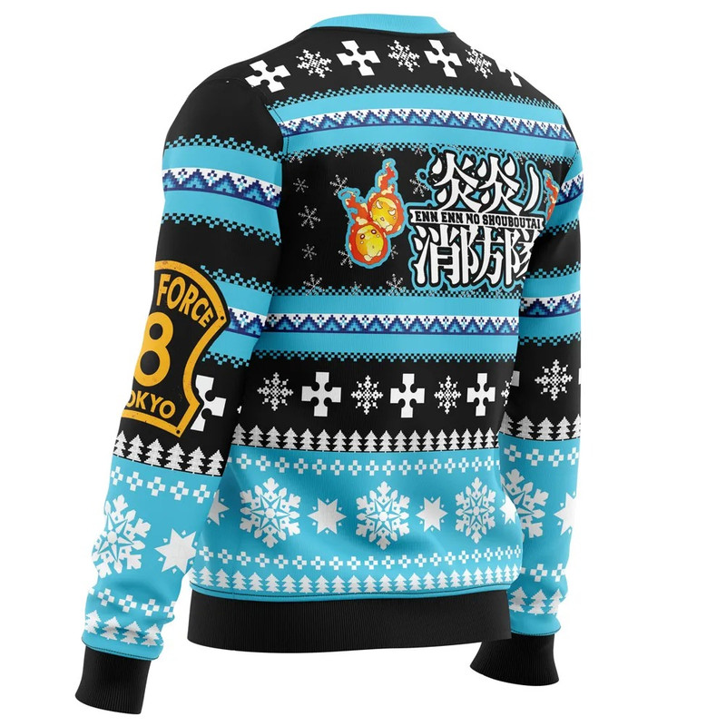 Christmas Flame Fire Force All Over Print Hoodie 3D Zip Hoodie 3D Ugly Christmas Sweater 3D Fleece Hoodie