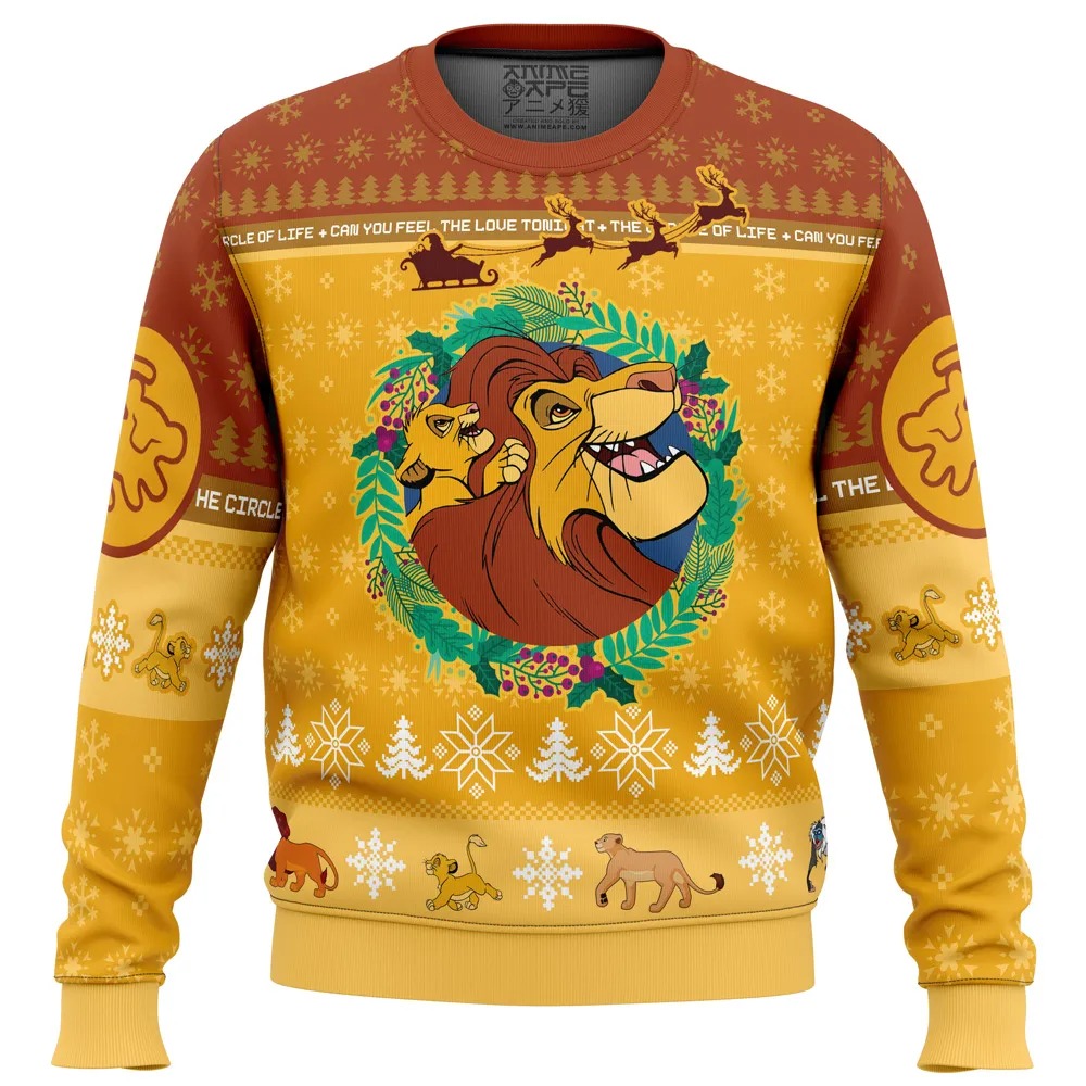 Christmas The Lion King Disney All Over Print Hoodie 3D Zip Hoodie 3D Ugly Christmas Sweater 3D Fleece Hoodie