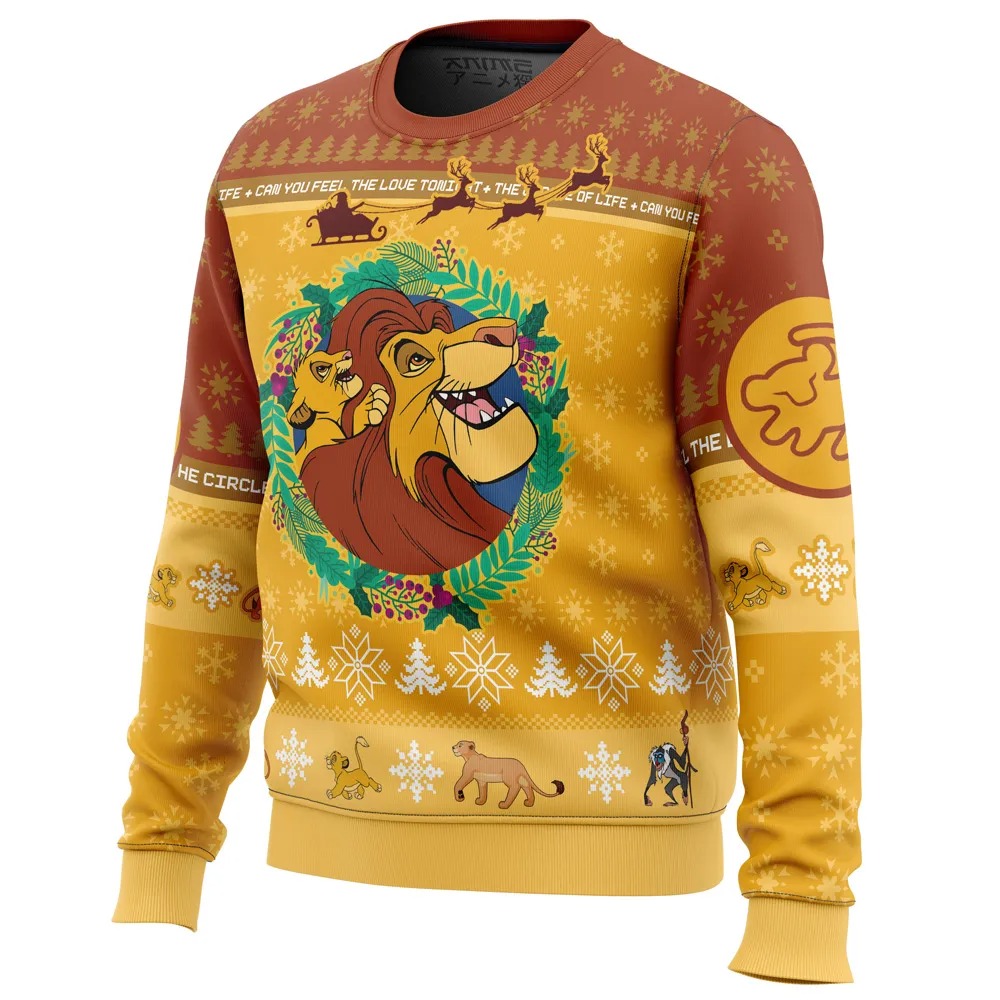 Christmas The Lion King Disney All Over Print Hoodie 3D Zip Hoodie 3D Ugly Christmas Sweater 3D Fleece Hoodie
