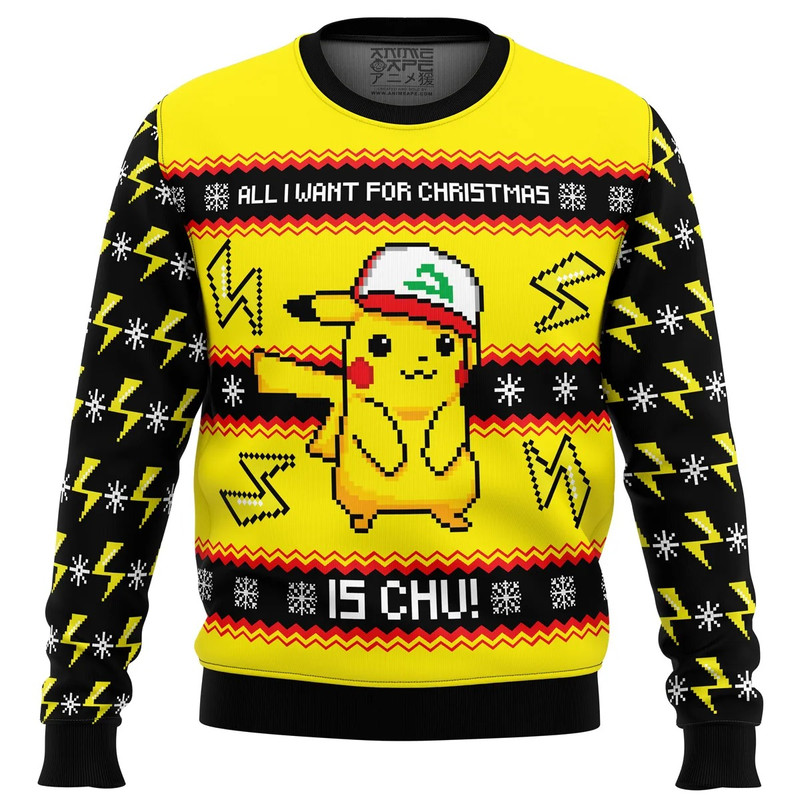 All I Want For Christmas Is CHU All Over Print Hoodie 3D Zip Hoodie 3D Ugly Christmas Sweater 3D Fleece Hoodie