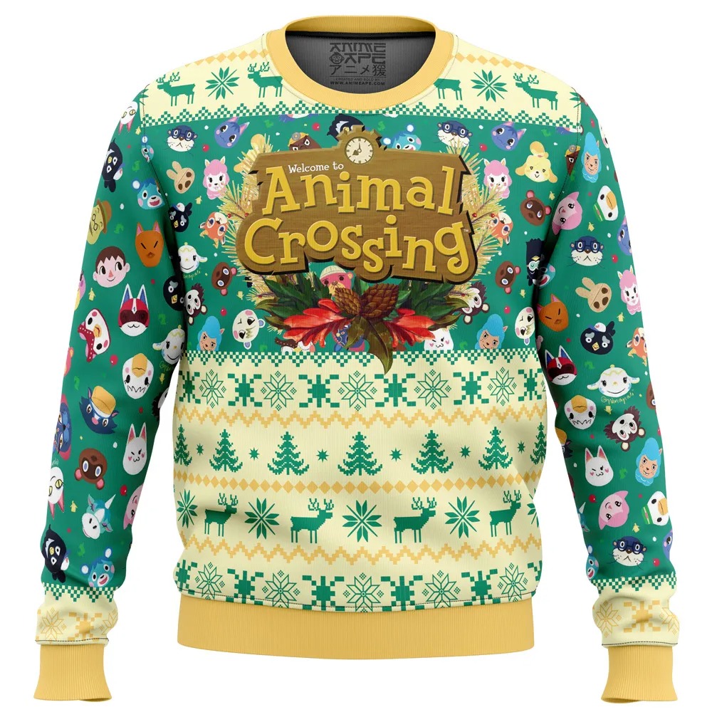 Happy Animal Villagers Animal Crossing All Over Print Hoodie 3D Zip Hoodie 3D Ugly Christmas Sweater 3D Fleece Hoodie