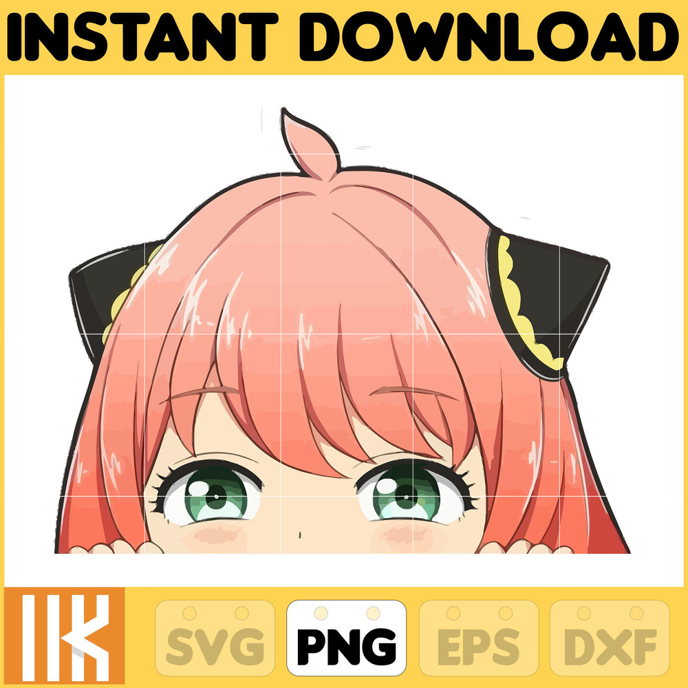 Anime Peeking Premium Graphic Design, Cute , Cool, Anime PNG, Print on Demand, Stickers, Anime Peeker (83).jpg