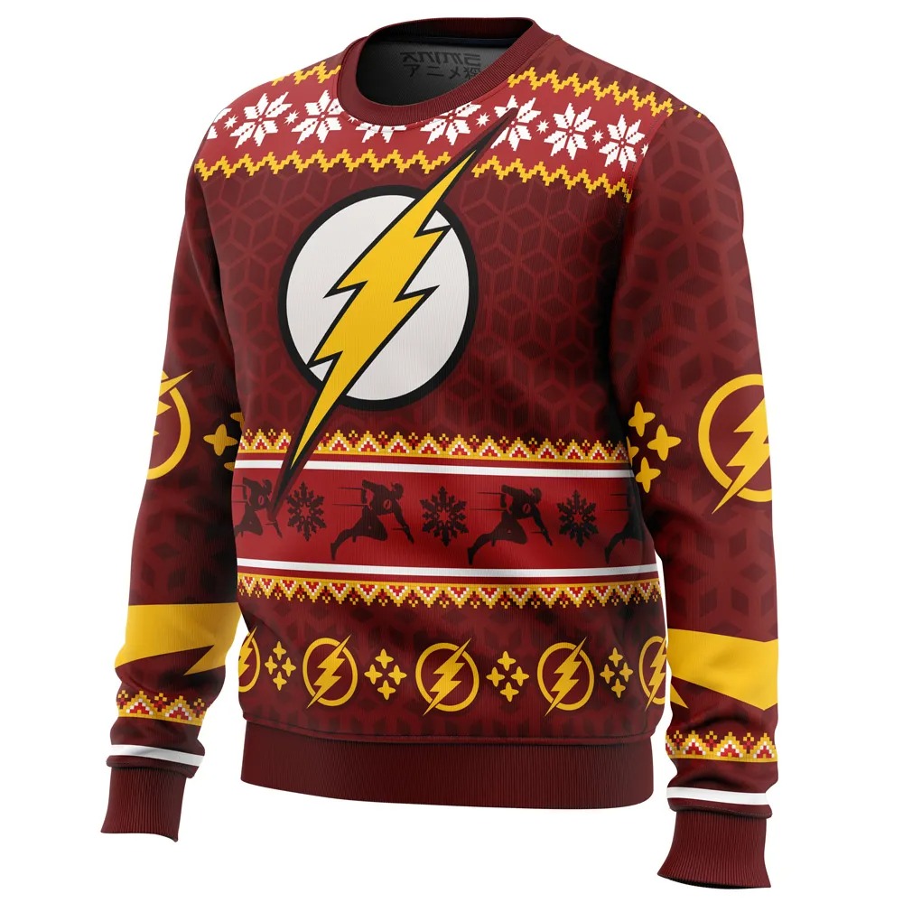 Fast Christmas The Flash DC Comics All Over Print Hoodie 3D Zip Hoodie 3D Ugly Christmas Sweater 3D Fleece Hoodie
