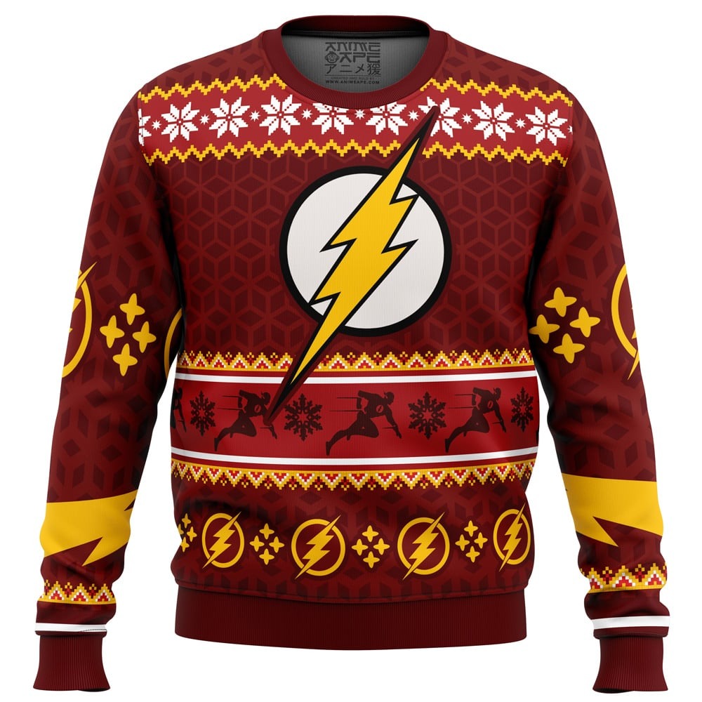 Fast Christmas The Flash DC Comics All Over Print Hoodie 3D Zip Hoodie 3D Ugly Christmas Sweater 3D Fleece Hoodie