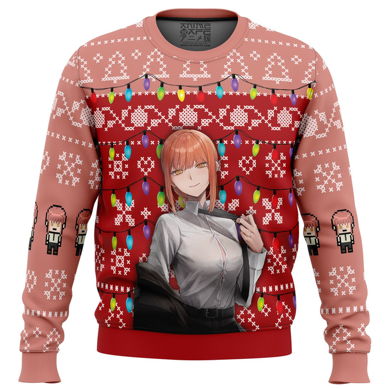 Makima Chainsaw Man All Over Print Hoodie 3D Zip Hoodie 3D Ugly Christmas Sweater 3D Fleece Hoodie
