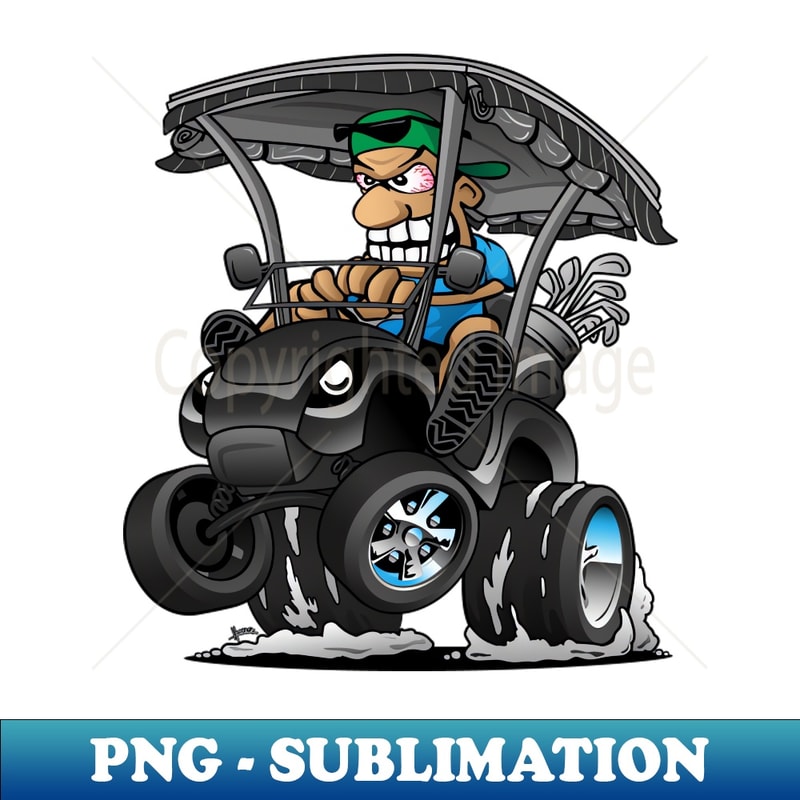 VV-20231101-8777_Funny Golf Cart Hotrod Golf Car Popping a Wheelie Cartoon 9622.jpg