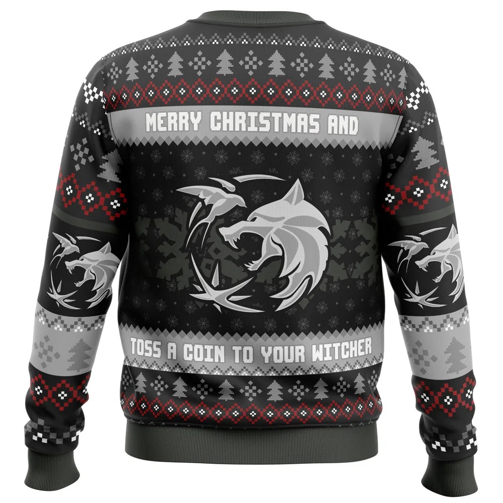 Santa Witcher The Witcher All Over Print Hoodie 3D Zip Hoodie 3D Ugly Christmas Sweater 3D Fleece Hoodie