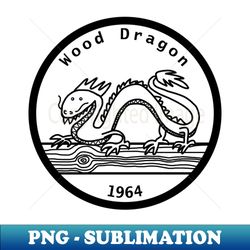 wood dragon 1964 year of the dragon black line - exclusive sublimation digital file - revolutionize your designs