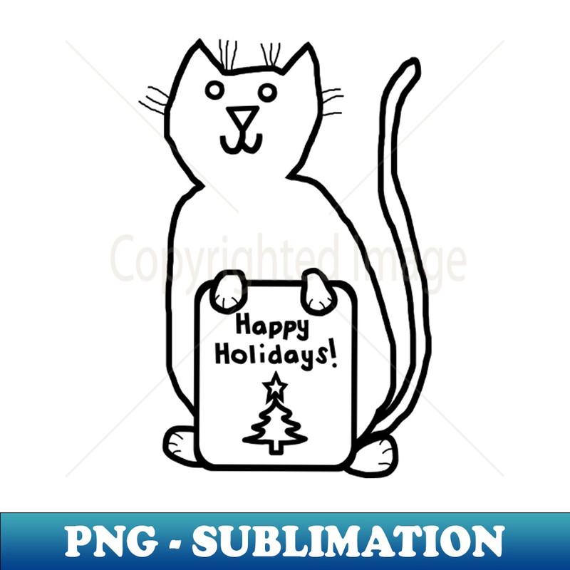ZD-20231101-5282_Cute Christmas Cat says Happy Holidays Line Drawing 3599.jpg