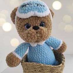Knitted teddy bear toy, handmade teddy beat, amigurumi, bear for a gift, nice toy