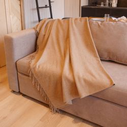 Blanket made from one hundred percent Mongolian cashmere Brown 180 cm ( 70.87") X 145 cm ( 57.09")