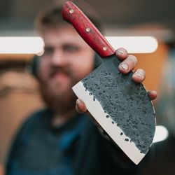 Cleaver | Serbian Chef Knife Damascus Steel  | Damascus Meat Cleaver |Birthday