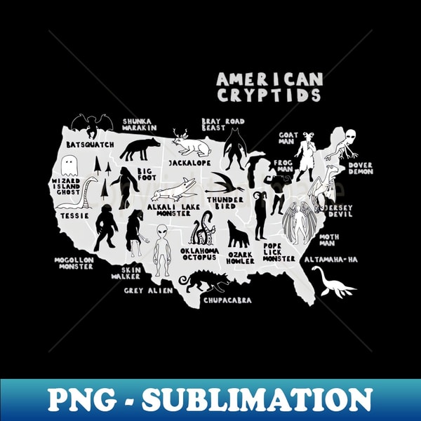 American Cryptids Map of the US - Exclusive PNG Sublimation | Inspire ...