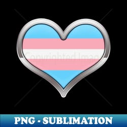 large transgender pride flag colored heart with chrome frame - trendy sublimation digital download - create with confidence