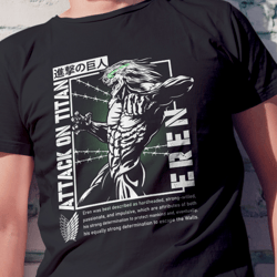 eren yeager t-shirt, attack on titan shirt, eren shirt, anime t-shirt, aot manga, short-sleeve unisex t-shirt