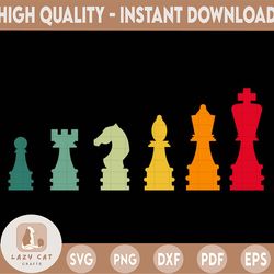 retro color chess pieces svg chess svg chess clip art vector chess clipart chess cricut chess cut file chess silhouette