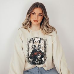 alice in wonderland inspired no time sweatshirt png rabbit clock sweater whimsigoth streetwear clothing bunny grunge y2k