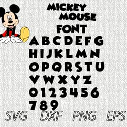 mickey mouse font svg png jpeg dxf digital cut vector files for silhouette studio cricut design