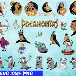 Pocahontas SVG, Bundles Disney Pricess SVG, PNG,DXF, PDF, JPG...