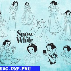 snow white outline svg, bundles disney pricess svg, png,dxf, pdf, jpg...