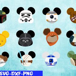mouse heads star wars svg, bundles mickey head svg, png,dxf, pdf, jpg...
