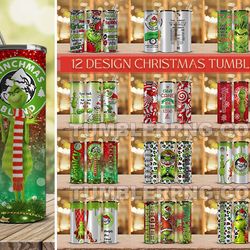 12 Design Christmas Tumbler, Tumbler Bundle Design, Sublimation Tumbler Bundle, 20oz Skinny Tumbler 20
