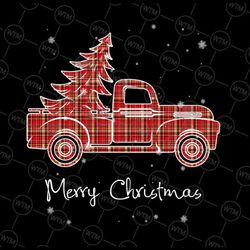 merry christmas buffalo truck tree red plaid png, christmas truck tree png, merry christmas png sublimation digital down